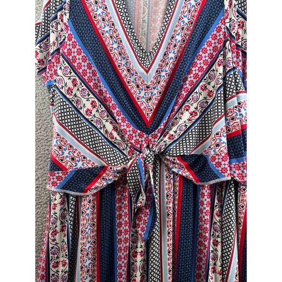 Lane Bryant Womens Striped & Floral Maxi Dress With Tie Waist Multicolor 34/36 - Picture 4 of 9